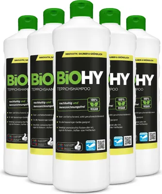 Produktbild von BiOHY Teppichshampoo, Teppichreiniger, Teppichreinigungsmittel, Teppichschaum – 6er Pack (6 x 1 Liter Flasche)