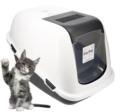 Produktbild von Katzenklo mit Deckel Katzentoilette Geschlossen mit Haube kippbar Katzen Klo große Unterschale Katzenklo Groß Katzen Toilette XL mit Aktivkohlefilter Katzenzubehör