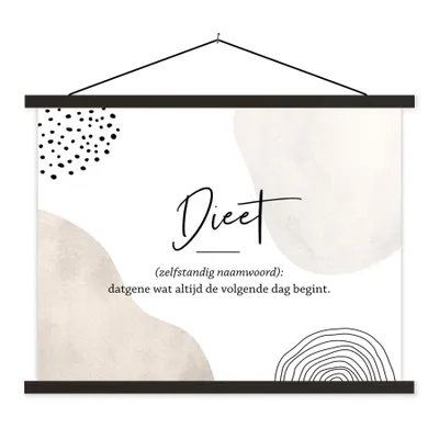 Produktbild von MuchoWow® Textilposter Sprichwörter - Zitate - Diät - Wörterbuch - Diät Definition 60x45 cm mit schwarzem Rahmen - Poster Schlafzimmer