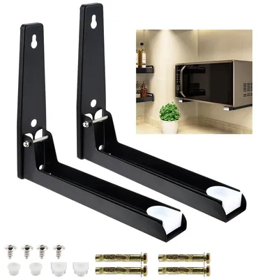 Produktbild von Wandhalterung für Mikrowelle,Edelstahl Halter schwarz Küchenregal, ausziehbar Mikrowellenhalter, platzsparend,Mikrowellenhaltung für Öfen und Grills