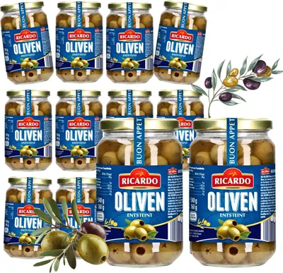 Produktbild von RICARDO Feinkost grüne Oliven 12 x 340g ohne Stein - entsteint
