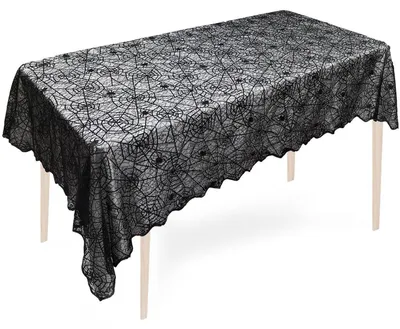 Immagine prodotto di Tovaglia decorativa per tavola, tema Halloween, motivo ragnatela, 152 x 213 cm, poliestere, colore nero