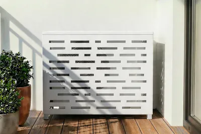 Produktbild von INETO ARLBERG Abdeckung aus weißem Aluminium für Klimaanlagen und Wärmepumpen – Größe S