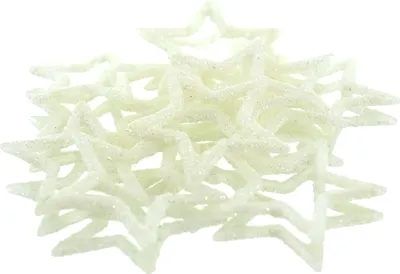 Produktbild von Weihnachtsdeko Streusterne Weiß mit Glitzer Ø 4 cm aus Kunststoff - 12er Pack