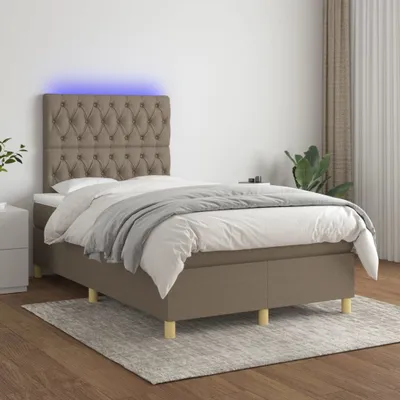 Produktbild von The Living Store Boxspringbett mit Matratze & LED Taupe 120x200 cm Stoff