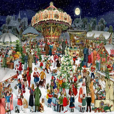 Produktbild von A3-Wand-Adventskalender - Nostalgischer Weihnachtsmarkt