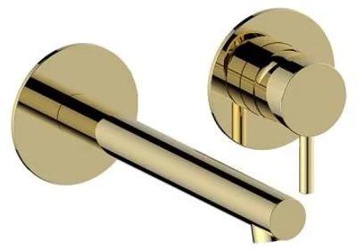 Immagine prodotto di Herzbach SIRO, miscelatore monocomando da parete per lavabo, finitura PVD oro, set di colori, 210 mm, colore: oro