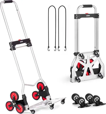 Produktbild von Wózek do transportu worków VEVOR 490 x 475 x 1150 mm, schodołaz, wózek do transportu worków po schodach 118 kg, 10 kółek i 2 elastyczne linki, odpowiedni do domu, na zakupy, do przeprowadzki i przechowywania