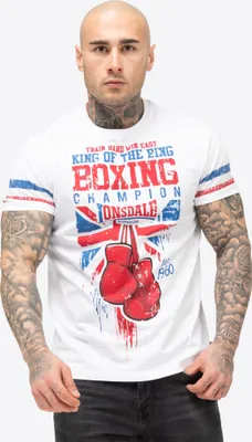 Zdjęcie produktu dla T-shirt męski regular fit CRUGMEER biały/czerwony/niebieski M Lonsdale