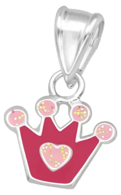 Produktbild von Kinderkette 925 Silber Kette: Glitzer Anhänger Halskette für Mädchen Krone (Crown)