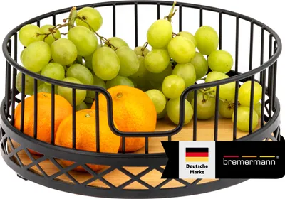 Produktbild von bremermann Obstkorb, Obstschale rund, Ø ca. 23,5 cm, schwarz matt, Bambusboden
