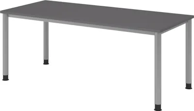 Produktbild von bümö Schreibtisch Serie-H - Gestell: Silber, Nachbildung: Graphit, Größe:  180 x 80 cm