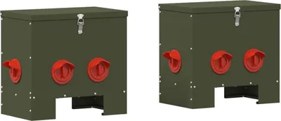 Image de Mangeoire pour poules 2 pcs Vert olive 40,5 x 25 x 38 cm
