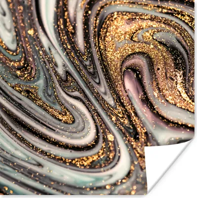 Produktbild von MuchoWow® Poster Marmoroptik - Gold - Glitter - Luxus - Marmor - Weiß 100x100 cm - Babyzimmer