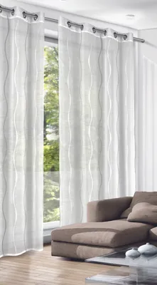 Produktbild von Ösenschal "Welle" - Vorhang mit Ösen - Größe (HxB): 280x135cm Farbe: Taupe
