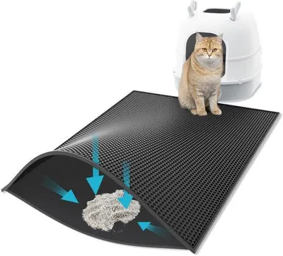 Immagine prodotto di Tappetino idrorepellente per gatti, 76x61 cm, nero, a doppio strato, facile da pulire