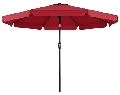 Produktbild von KOMFOTTEU Sonnenschirm 300cm, Gartenschirm mit neigbarem Winkel von 30°, Metallstange, 8 Streben, Kurbel, Outdoor Terrassenschirm mit schönem Volant, Marktschirm für Garten, Terrasse, Strand