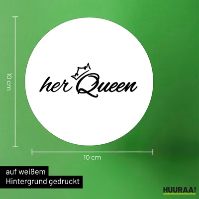 Produktbild von Huuraa Aufkleber her Queen Krone 10cm rund Sticker Geschenkidee