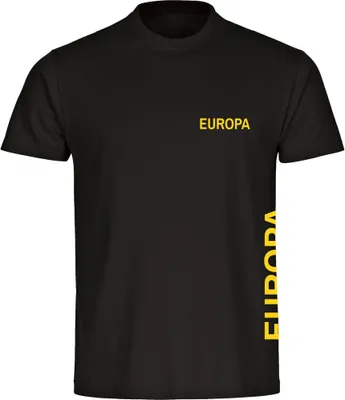 Produktbild von multifanshop Kinder T-Shirt - Europa - Brust & Seite, schwarz-1, Größe 176