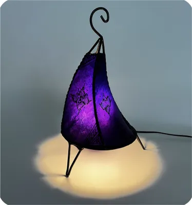 Produktbild von Orientalische Lampe Hennalampe marokkanische Lederlampe Tischleuchte Stehleuchte Henna Tissir Orient 35-38 cm, lila