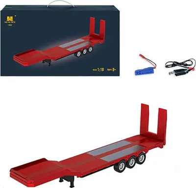 Produktbild von Huina 1502 RC Anhänger 1/18 Scania 19CH 2.4G RTR, Vollmaßstab, LED-Licht, ferngesteuerter LKW Trailer, Rot, nur Anhänger inkl. 1 Akku