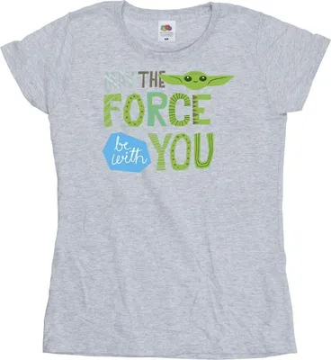 Produktbild von Star Wars - "The Mandalorian May The Force Be With You" T-Shirt für Damen BI43122 (L) (Grau)