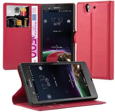 Obrázek produktu pro Cadorabo Case for Sony Xperia Z Protective Case in Red Pouzdro na mobilní telefon s magnetickým zavíráním