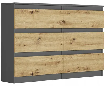 Obrázek produktu pro Komoda 120 cm 6 zásuvek skříňka FRAMIRE R-120 antracit mix artisan