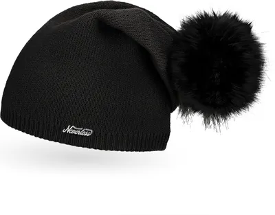 Produktbild von Damen Strickmütze mit Fell-Bommel, Strick-Beanie Bommelmütze Neverless® unisize