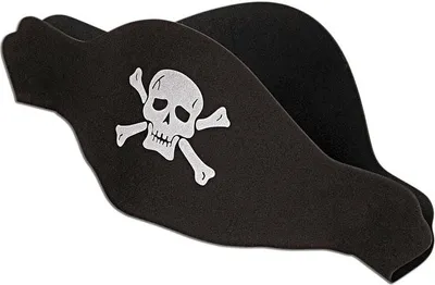 Produktbild von Piratenhut mit Totenkopf schwarz aus Schaumstoff mit Emblem, 1 Stück
