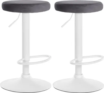 Produktbild von 2er Set Barhocker Ponte Samt weiß dunkelgrau