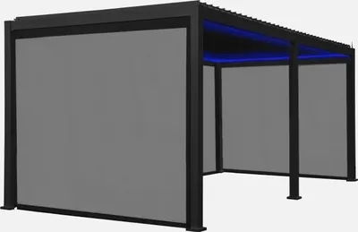 Immagine prodotto di Pergola bioclimatica 3x6m elettrica in alluminio con LED + 4 tende 3m, Antracite