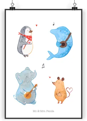 Produktbild von Mr. & Mrs. Panda Bild Big Band DIN A4 - Weiß - Geschenk, Plakat, Elefant, Lustige Sprüche, Pinguin, Posterdruck, drucke, Musik, Hund, Maus, typografie poster, wanddeko