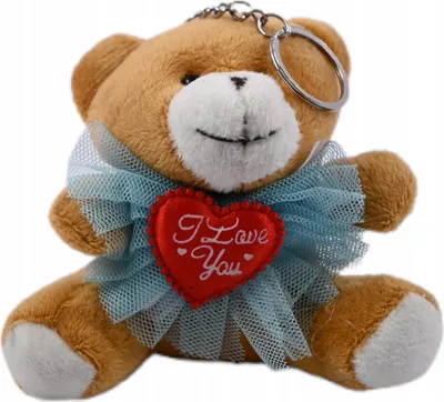 Produktbild von Teddybär mit Herz Schlüsselanhänger - Süßer Plüsch Taschenanhänger Valentinstag