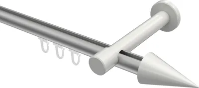 Produktbild von Interdeco Innenlaufstange / Gardinenstange mit Innenlauf Silbergrau / Weiß, Typ Prestige Savio (Kegel), 20 mm Ø 1-läufig, 200 cm
