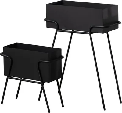 Produktbild von BigBuy Garden Pflanzkübel Set schwarz Eisen 58 x 25 x 76 cm (2 Stück)