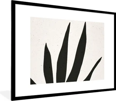 Produktbild von MuchoWow® Gerahmtes Poster Blatt - Pflanze - Minimalismus 80x60 cm - Poster mit Schwarzem Bilderrahmen Wandposter Rahmen Foto Bilder - Schlafzimmer-Dekorationen - Fotoposter