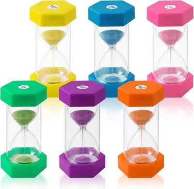 Productafbeelding van Kleurrijke Zandloperset Kinderen 6 Stuks - Timer voor 1 tot 30 Minuten