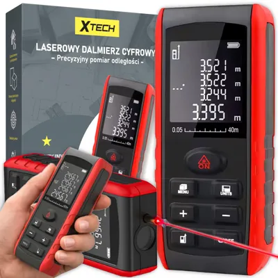 Zdjęcie produktu dla Laserowy Dalmierz Cyfrowy Precyzyjny Miernik Odległości Kątomierz Lcd Xtech
