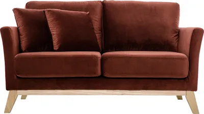 Produktbild von Miliboo - Skandinavisches Zweisitzer-Sofa mit abnehmbarem Bezug und bordeauxrotem Samt OSLO