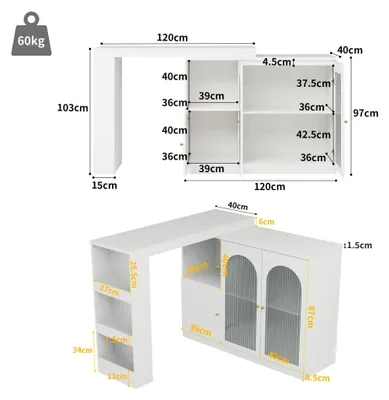 Produktbild von 360° drehbarer Bartisch - Ess- und Barschrank - Modernes Design - Multifunktionaler Stauraum - Glastür - Holzrahmen - Armeegrün