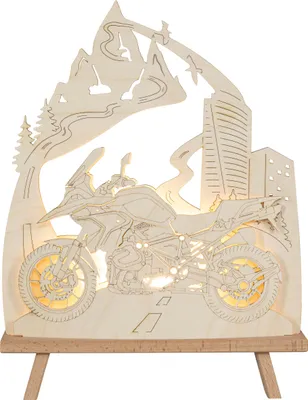 Produktbild von SAICO Dekostandleuchte - Motorradfreund - mit LED-Beleuchtung - aus Holz gefertigt - aus dem Erzgebirge