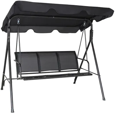 Produktbild von COSTWAY 3-Sitzer Hollywoodschaukel mit Sonnendach, Gartenliege Schwarz