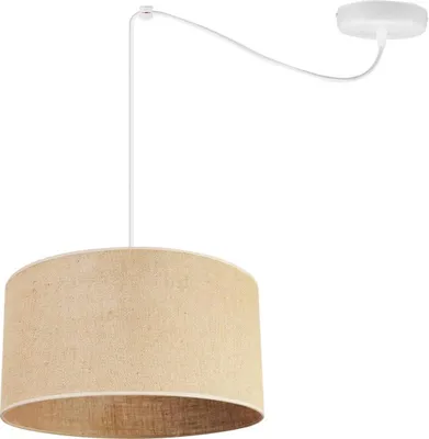 Produktbild von Juta Spider Hängelampe - Hängeleuchte in Spinnenform – Spinne Lampe mit 1 Kopf - Pendelleuchte aus Metall und Jute - 35cm - Weißes Kabel