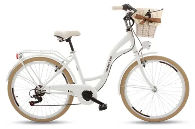 Obrázok produktu pre Goetze Mood 26" mestský bicykel, hliníkový rám s nízkym nástupom 17", Shimano Tourney 6 rýchlostí, V-Brake, LED osvetlenie, pohodlné sedlo, košík