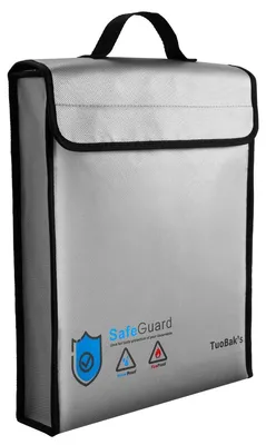 Immagine prodotto di Borsa portadocumenti ignifuga - 40 x 32 x 7,8 cm - Con cerniera - Resistente al calore fino a 1200 °F - Impermeabile