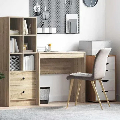 Produktbild von Schreibtisch Eiche Sonoma, 80 x 40 x 76 cm, Computer-Schreibtisch für Schlafzimmer, Wohnzimmer, Arbeitsplatz, Arbeitszimmer, Computertische