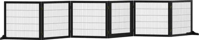 Obrázek produktu pro Bezpečnostní brána pro psy Bezpečnostní brána pro psy Bezpečnostní brána pro psy Obousměrná skládací borovicové dřevo Kov Černá 432X36X70Cm