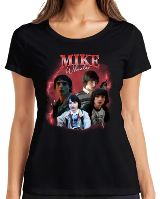 Obrázok produktu pre Mike Wheeler Stranger Fan Gift Hawkins 80s Retro 90s Bootleg Dámske tričko, čierna, L