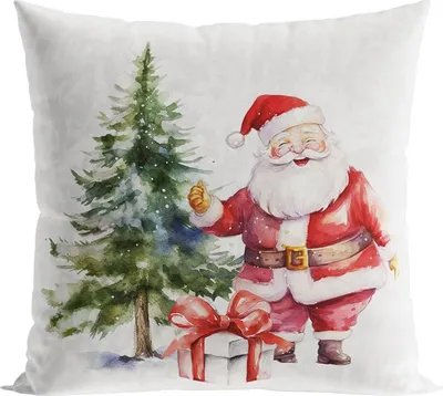 Produktbild von MARKIZETA | Weihnachtskissenbezug - Kissenhülle - 40 x 40 cm - Weiß - Weihnachtsmann - Kissenbezug - Weihnachten